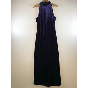 Vintage Womens Velvet Mock Neck Maxi Dress‎ Sz M Purple Whimsigoth Witchy Event